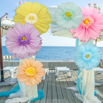 Giegxin 20 Pcs 31.5'', 23.6'', 11.8'', 9.8'' Pink Giant Paper Flower Boho Large Tissue Flower for Wall Pink Pom Pom Floral Decoration for Wall Wedding Bridal Shower Classroom Tea Party Birthday Decor