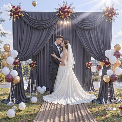 10 ft x 10 ft Wrinkle Free White Backdrop Curtains for Wedding Parties, Polyester Photography Backdrop Drapes for Birthday Parties Stage Backdrop Stand, 2 Panels 5x10FT Background Curtains