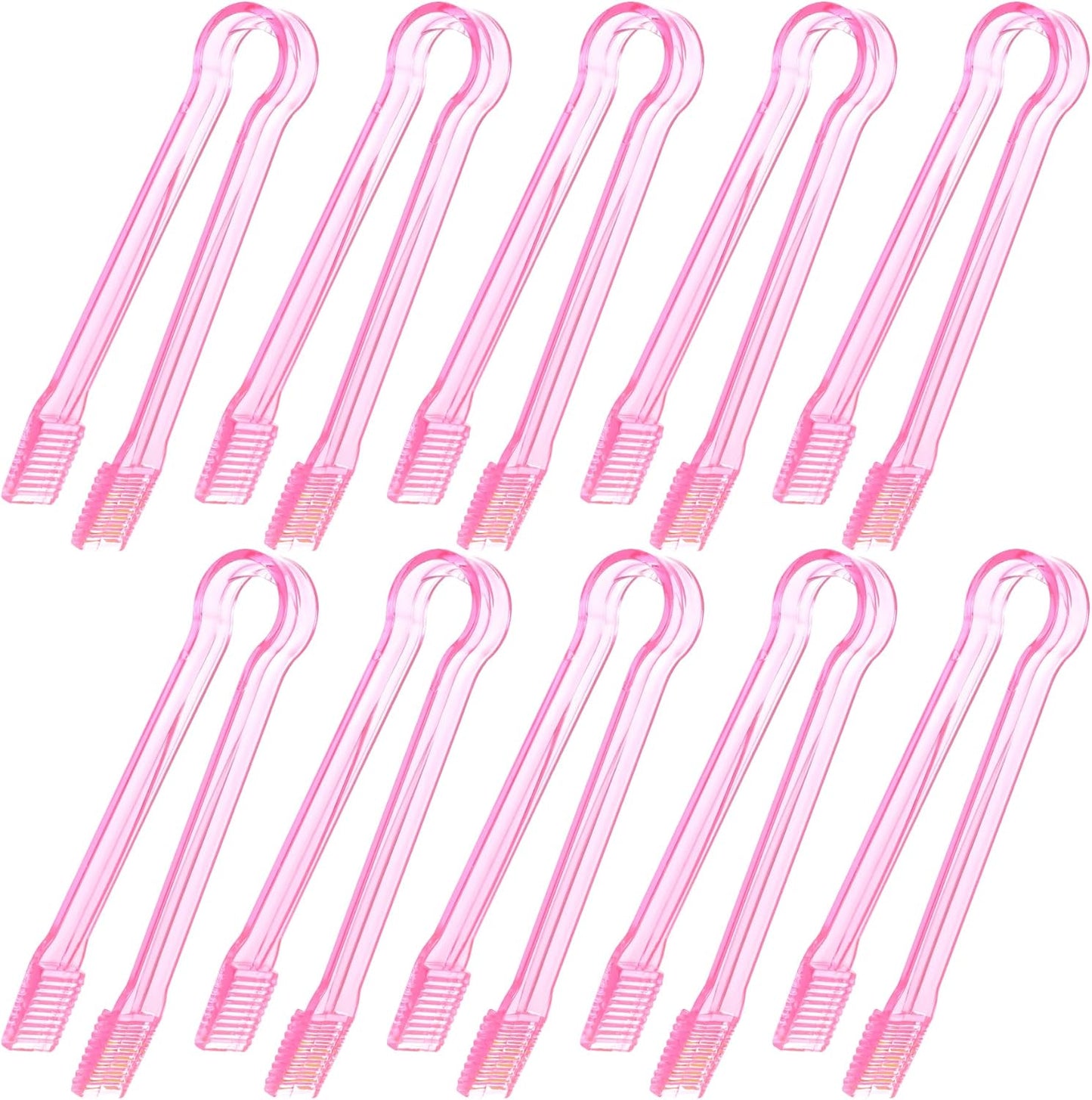 10 Pcs Plastic Buffet Serving Tongs, Clear Kitchen Tongs Mini Serving Utensil Tongs for Food Ice Salad Buffet Barbecue Cookies, 6.3 Inches