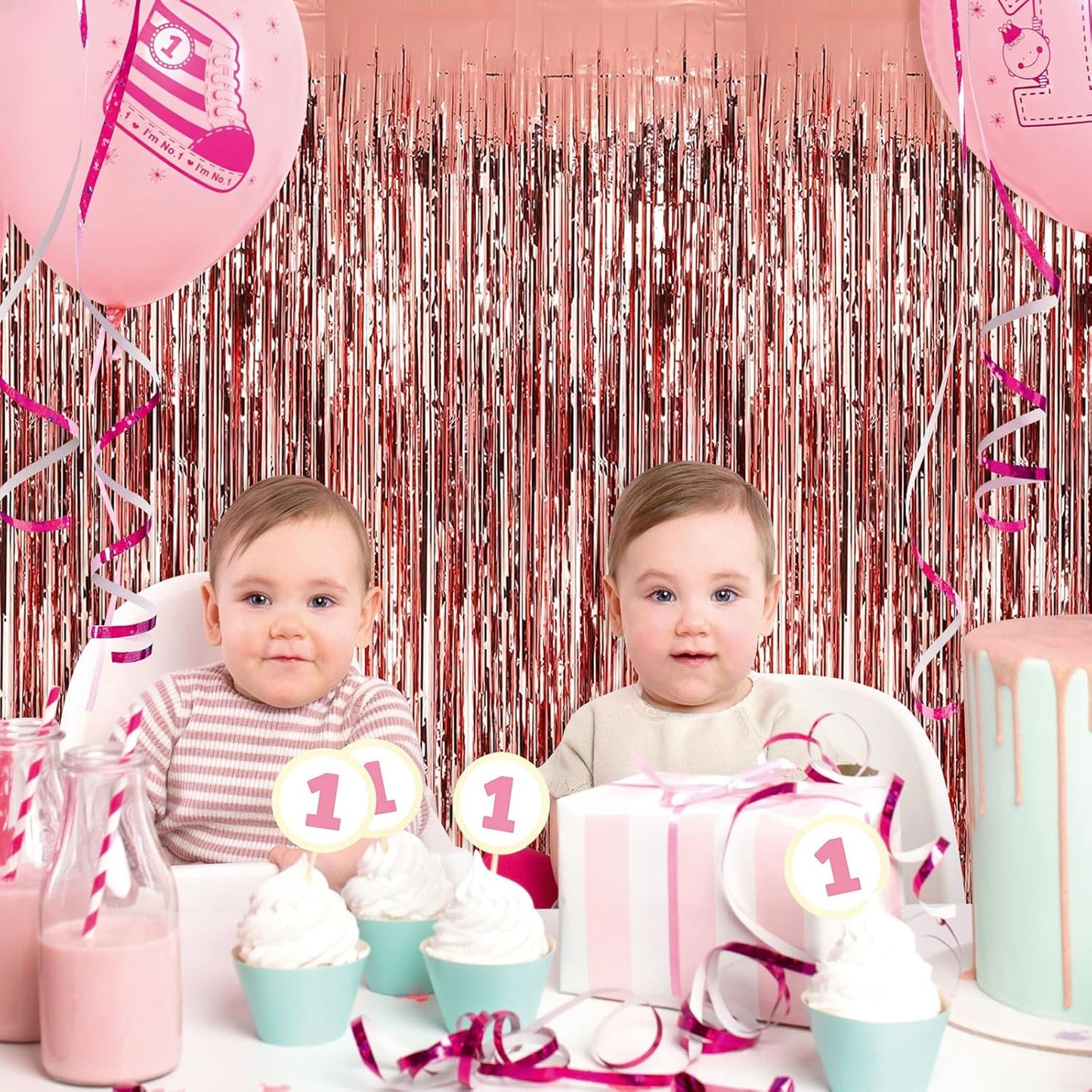 Silver Fringe Curtain Party Streamers, 12 Pack 3.3ft x 8.2ft Foil Curtain Backdrop Tinsel Foil Fringe Curtains Photo Booth Backdrop Streamer for Birthday, Wedding, Baby Shower, Disco Party