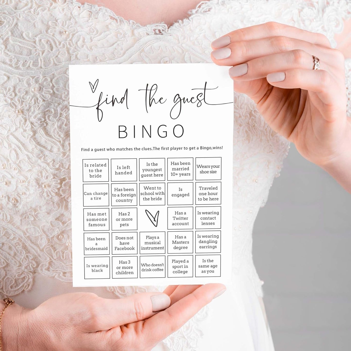 Bridal Shower Bingo, What Will The Bride to Be Receive, 25Pcs Bridal Bingo Game Cards, Engagement Party Games for Guests, Minimalist White Wedding Party Supplies - A18