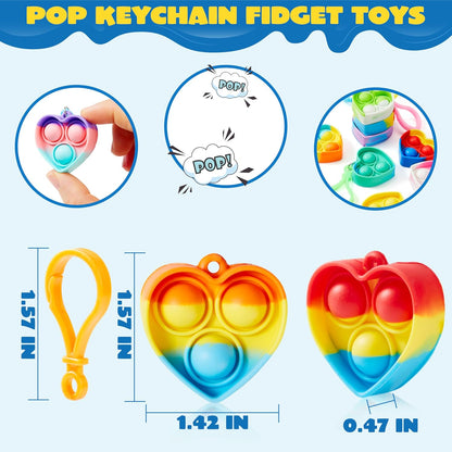 JOYIN Round Pop Fidget Keychain 30 Pack Pop Fidget Toys Bulk Party Favors for Kids 4-8,8-12 Years, Birthday Goodie Bags Stuffers Back to School Gifts for Students Classroom Prizes Sensory Toys