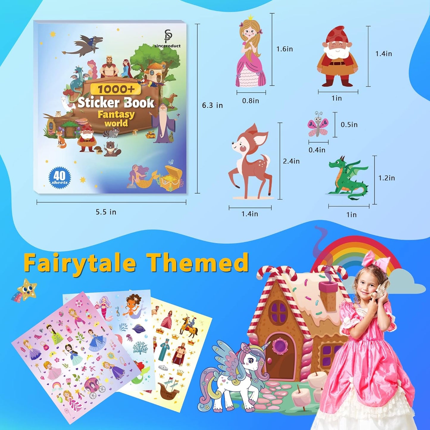 Sinceroduct 64 Sheets Stickers for Kids, 1800+pcs Animal Sticker, 16 Animal Themes Water Bottle Stickers, Scrapbooking Party Favors Classroom for Kids, Children, Teacher, Parent