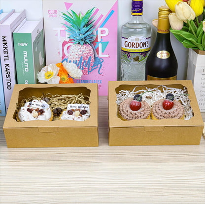 50pcs 8x5x2 Inch White Bakery Boxes Cookie Boxes with Window Treat Boxes Dessert Boxes for Cookie,Pastry,Macaron,Donut,Muffins,Chocolate,Cupcake and Candy Gift Giving