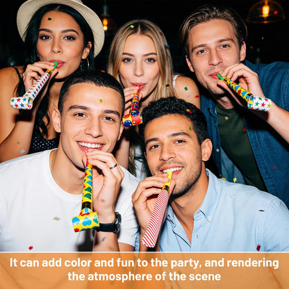 30 PCS Party Blowouts Squawkers Noisemakers Colorful Party Blowers Birthday Blow Horns New Years Whistles for Family Gatherings Squawker