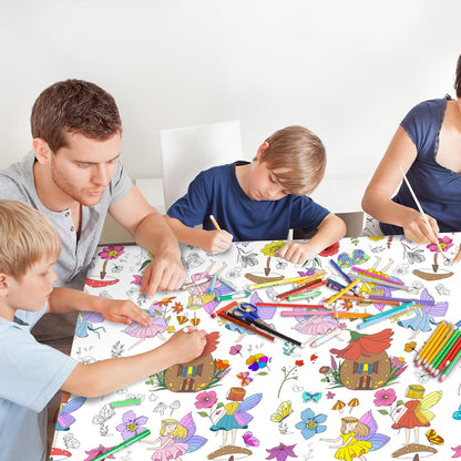 Giant Construction Party Coloring Tablecloth for Kids - Huge Construction Theme Table Cover Large Dump Truck Vehicle Painting Poster for Children Birthday Party Supplies 54x108 Inch