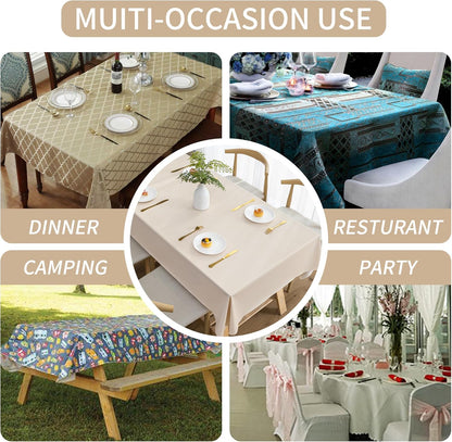 Rectangle Table Cloth,100% Waterproof Tablecloth Oil Proof Spill Proof Vinyl Table Cloth, Wipe Clean Plastic Table Cover for Dining, Camping, Indoor and Outdoor 52" x 70",Leaves