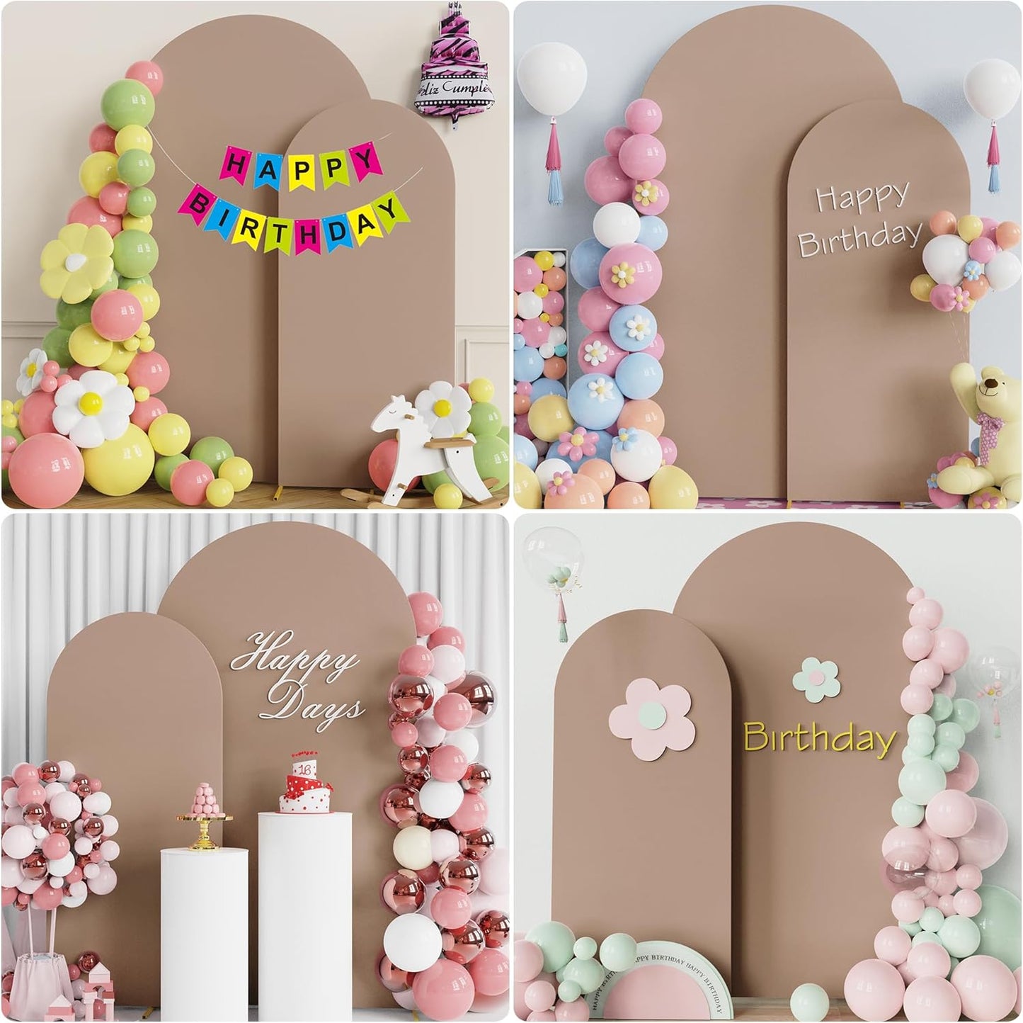 Wokceer Wedding Arch Backdrop Stand and Cover Set of 2 Metal Arch Stand with Arch Cover White 7.2FT, 6FT for Birthday Party Wedding Ceremony Bridal Baby Shower Event Decor