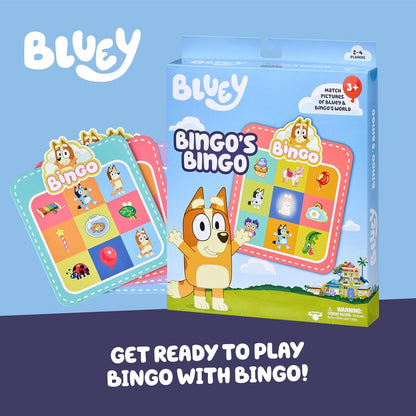 Bluey Bingo’s Bingo Card Game, Kids Image Matching Card Game with 40 Cards, 48 Chips and 12 Scoring Chips, Interactive Fun Games for Kids of Ages 3+