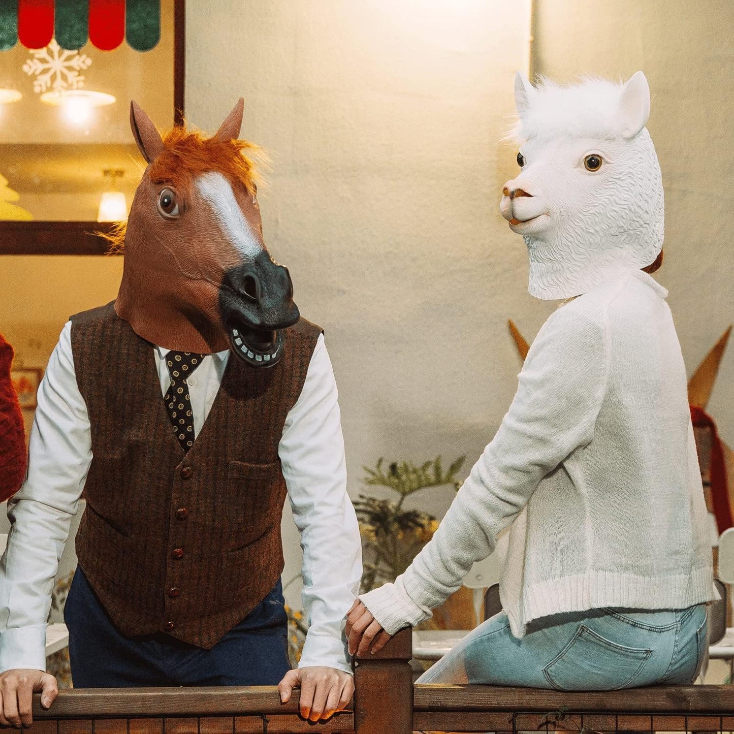 CreepyParty Horse Head Mask - Animal Halloween Costume for Parties, Cosplay, Photo Booth Props, And Pranks - Funny Gag Gift for Adults, Brown