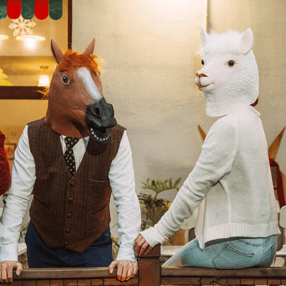 CreepyParty Horse Head Mask - Animal Halloween Costume for Parties, Cosplay, Photo Booth Props, And Pranks - Funny Gag Gift for Adults, Brown