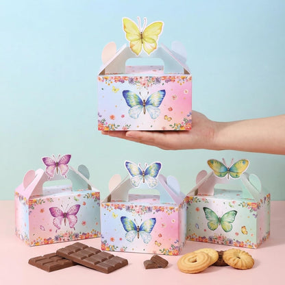 VGOODALL 12PCS Butterfly Party Favor Boxes, Goodie Gable Treat Box Paper Candy Containers for Birthday Baby Shower Wedding Party