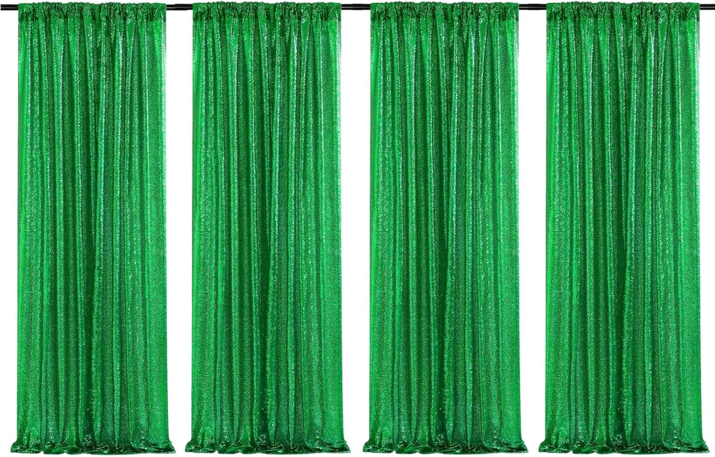 Poise3EHome Black Sequin Backdrop Curtains, 2 Panels 2FTx8FT Glitter Photo Booth Backdrop for Halloween Birthday Bachelorette Wednesday Twilight Party Decorations