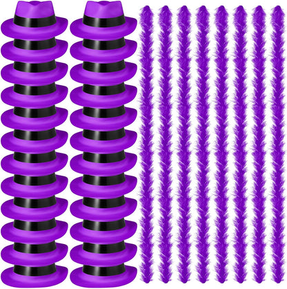 JaGely 48 Pieces Neon Party Supplies 24 Neon Gangster Hats 24 Pcs Feather Boas for Wedding Glow Party Supplies Birthday Props