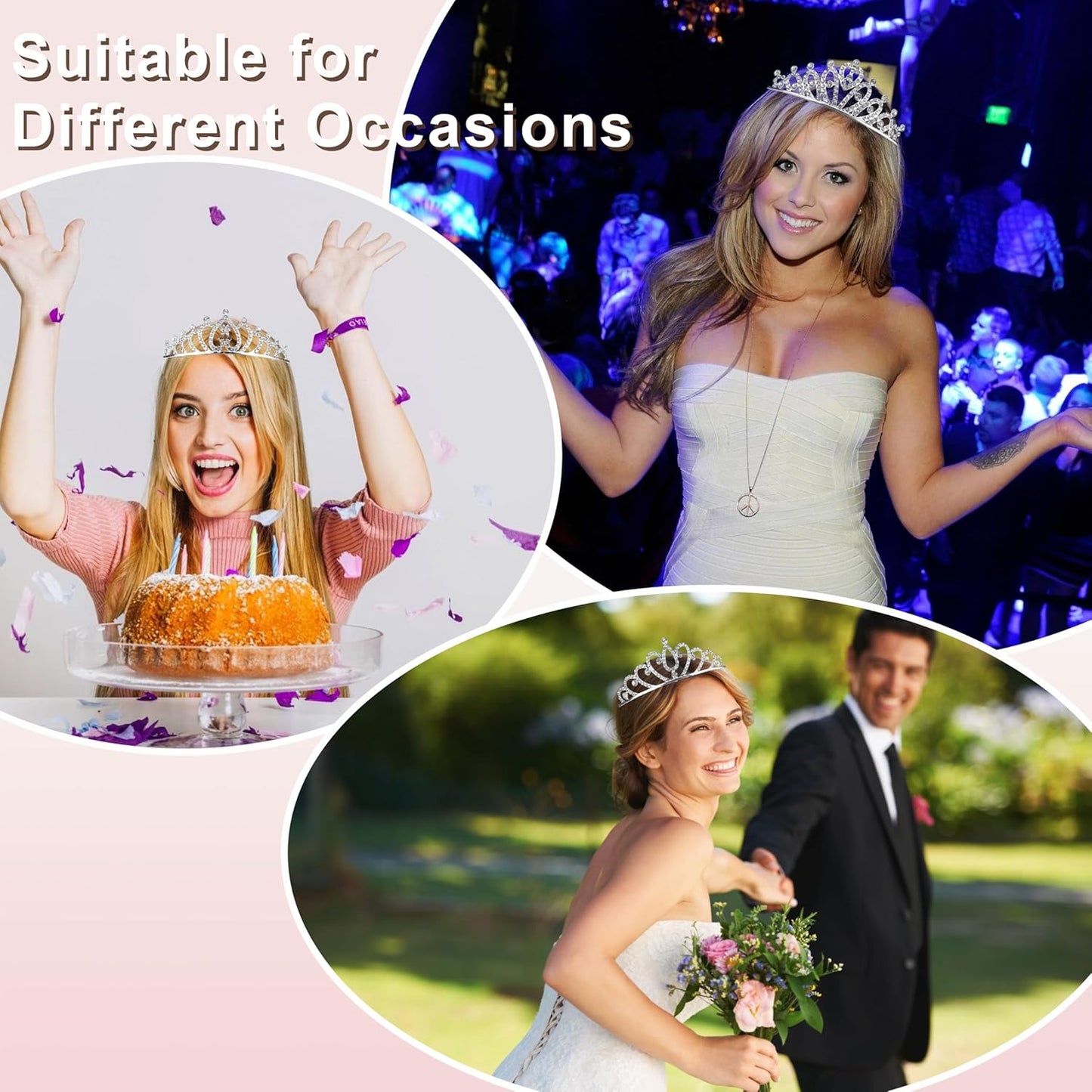 Tiaras for Women 12PCS Sparkly Rhinestone Princess Crown Headband Cute Small Tiara for Adult Women Crown Headbands Set for Birthday Party Costume Wedding Halloween