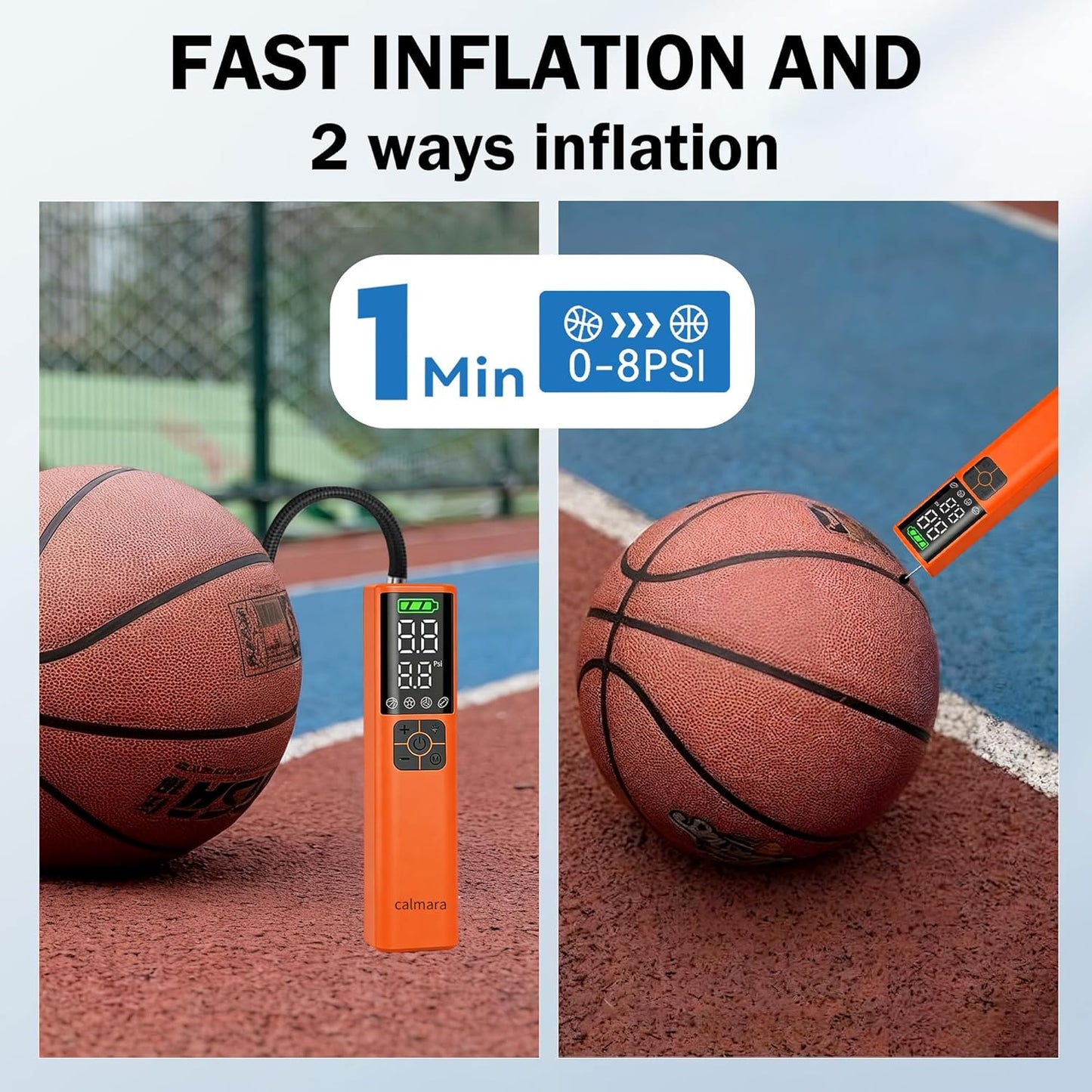 Z10 Electric Ball Pump for Sport Ball,2000mAh 15 PSI Portable Automatic Air Pump Fast Ball Inflator with 2 Needles,Precise Pressure Gauge for Basketball Football Volleyball Soccer