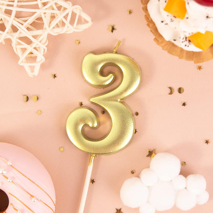 PHD CAKE 2.76 Inch Elegant Gold 1 Number Birthday Candles, Gold Number Candles, Cake Number Candles, Party Celebration