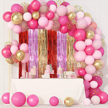 Voircoloria 3 Pack 3.3x8.2 Feet Gold Foil Fringe Backdrop Curtains, Tinsel Streamers, Fringe Backdrop for 2025 New Years Eve, Graduation, Birthday, Baby Shower, Gender Reveal, Disco Party - Colors A