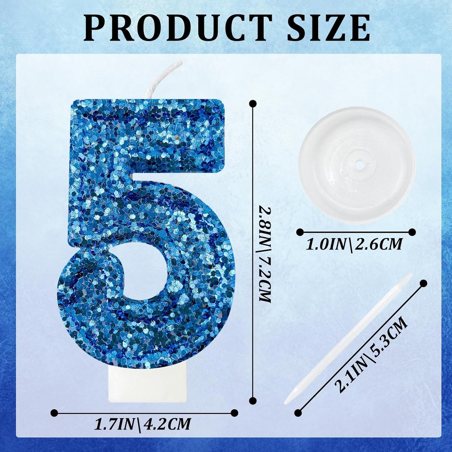 Birthday Number Candles, Glitter Number Candle Cake Decorations with Sequins, Cupcake Decorations for Girls, Women, Party Anniversary Celebrations (Number 6, Purple)