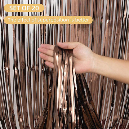20 Pack Silver Foil Curtain Backdrop 3.2ft x 8.2ft Foil Fringe Backdrop Curtain Metallic Tinsel Foil Fringe Curtains Streamer Backdrop Curtains for Birthday Party Decorations Photo Booth (Silver)