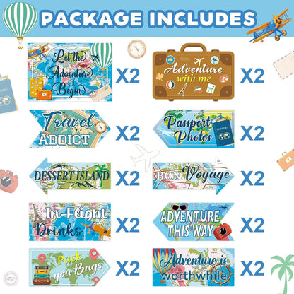 20 Pcs Luau Party Decorations Welcome Sign Summer Hawaiian Directional Signs Tropical Hawaiian Themed Birthday Decorations Luau Tiki Party Supplies with 2 Sheet Letter Stickers