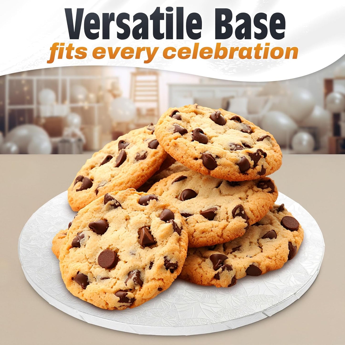 12 Inch Cake Drum, Black Cake Board for Picture-Ready Celebration Cakes, 1/2 Inch Thick Round Cardboard Base with Grease & Moisture Resistant Surface and Decorative Pattern for Parties and Weddings
