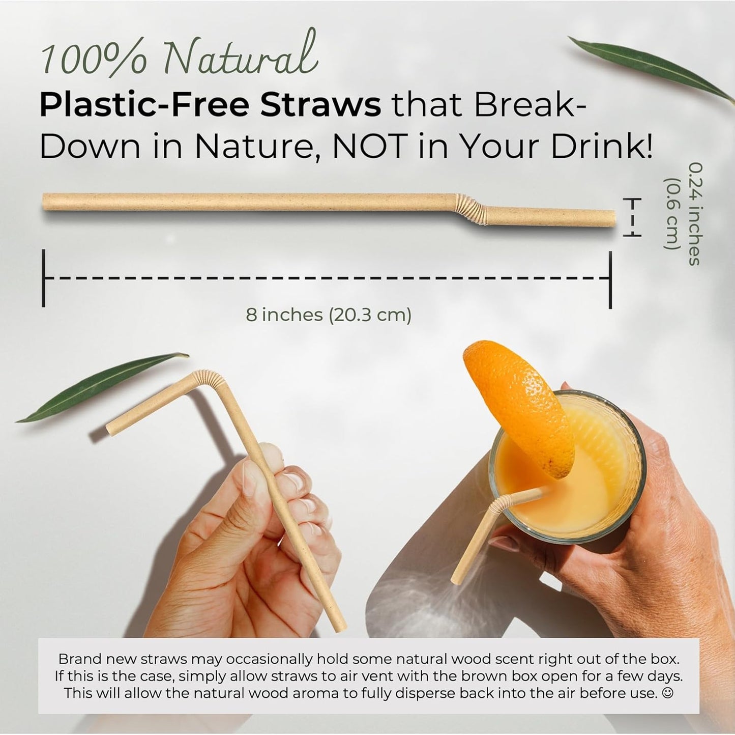 EcoPreps Biodegradable Sugarcane Straws | 150 Count, 100% Compostable, Plastic-Free, & Eco-Friendly Drinking Straw | 7.8'' Sugar Fiber Disposable Straws, Smoothie Straw for Home, Restaurant, Parties