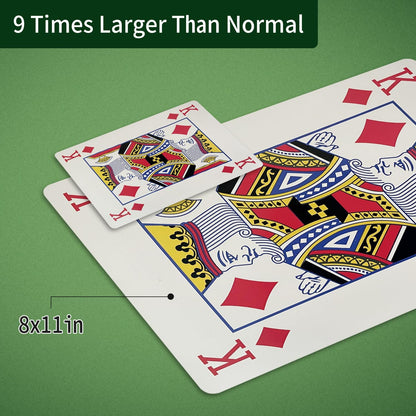 Jumbo Playing Cards, 8 x 11 Inches Giant Playing Cards for Family Game Night, Extra Large Casino Party Decoration for Adults