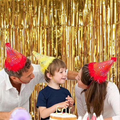 2 Pack 3.2ft x 8.2ft Silver Metallic Tinsel Foil Fringe Curtains, Door Streamer Photo Booth Backdrop for Birthday Graduation Engagement Bridal Shower Bachelorette Baby Shower Party Decorations
