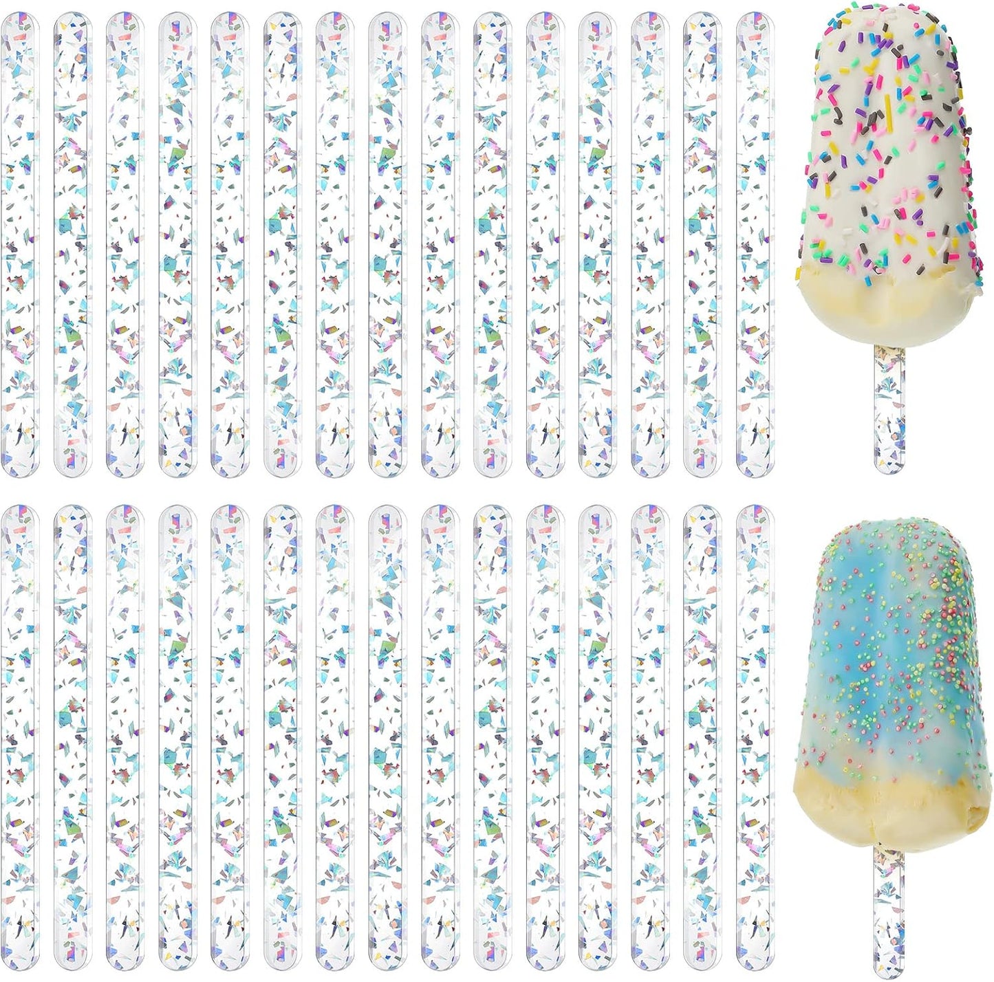 30 Pieces Acrylic Sticks Reusable Cakesicle Cake Pop Mold Mirror Ice Pop Sticks Ice Cream Cakesicle Mold for Home Cake Candy Gifts Party Craft