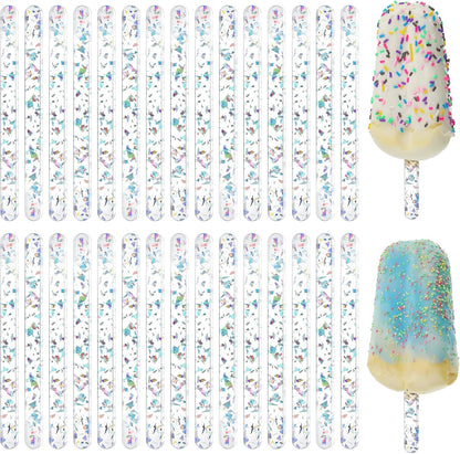 30 Pieces Acrylic Sticks Reusable Cakesicle Cake Pop Mold Mirror Ice Pop Sticks Ice Cream Cakesicle Mold for Home Cake Candy Gifts Party Craft