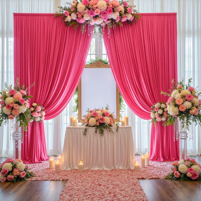 10 ft x 10 ft Wrinkle Free White Backdrop Curtains for Wedding Parties, Polyester Photography Backdrop Drapes for Birthday Parties Stage Backdrop Stand, 2 Panels 5x10FT Background Curtains
