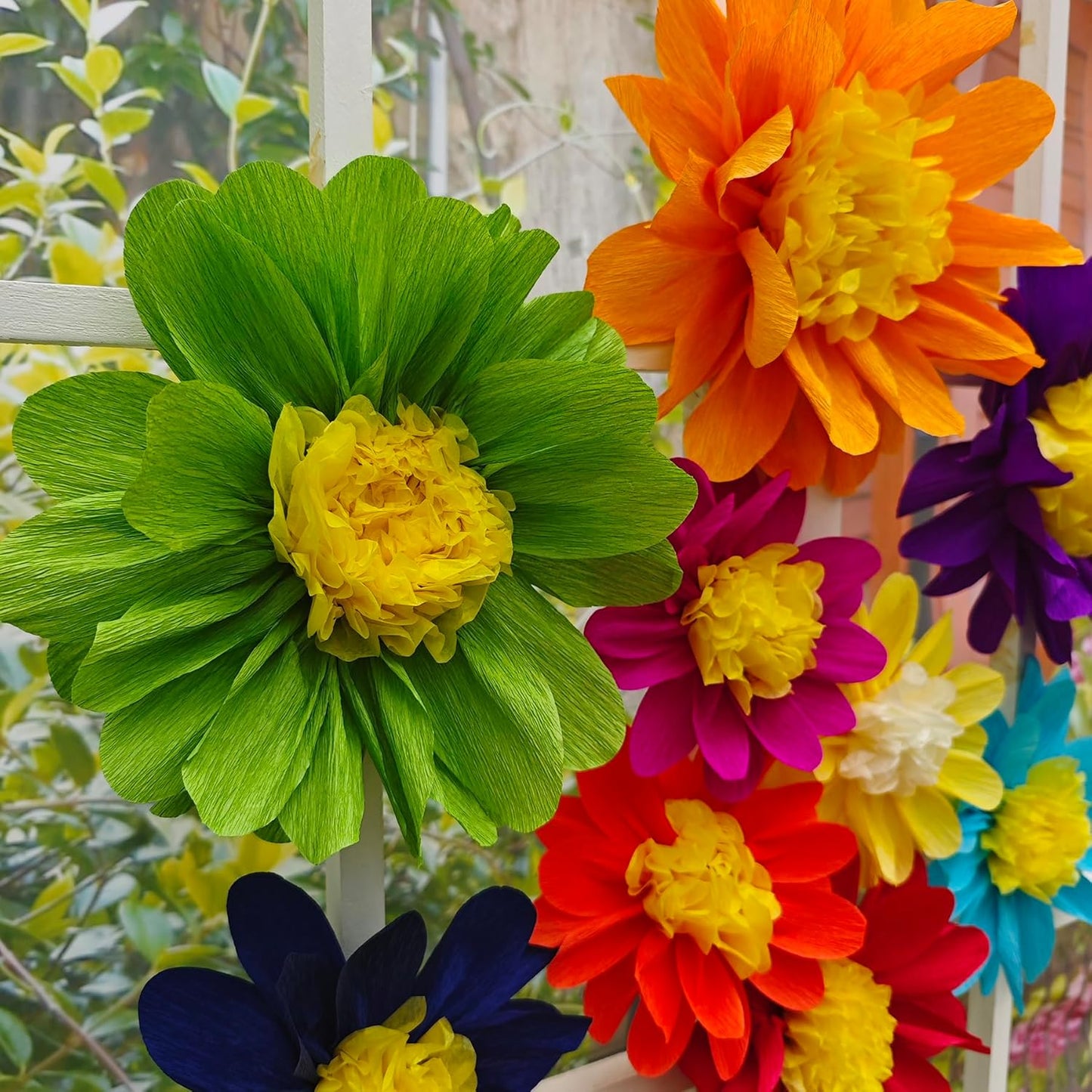 Crepe Paper Flower for Wall Decor Girls Birthday Party Backdrop Baby Shower Nursery Room Decoration Pack of 9 (Pastel)