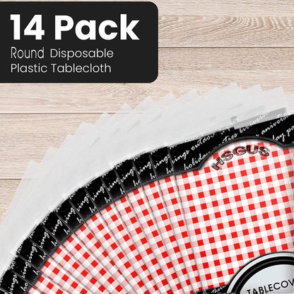 14 Pack Black 54 x 108 in. Rectangle Disposable Plastic Tablecloths - Smooth Decorative Covers for Parties, Weddings