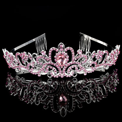 CIEHER Princess Crown and Birthday Sash Set, Pink Tiara for Women, Birthday Decorations for Girls, Gifts