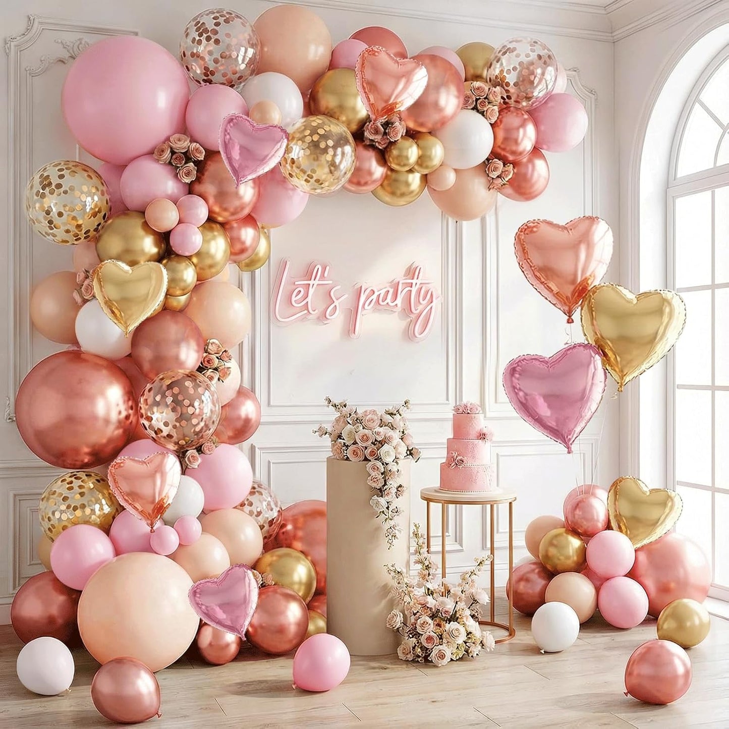 Sage Green Pink Balloons Garland Kit,133pcs Olive Green Blush Pink Sand White Metallic Gold Balloons for Bridal Shower Wedding Birthday Jungle Safari Woodland Party Decorations…