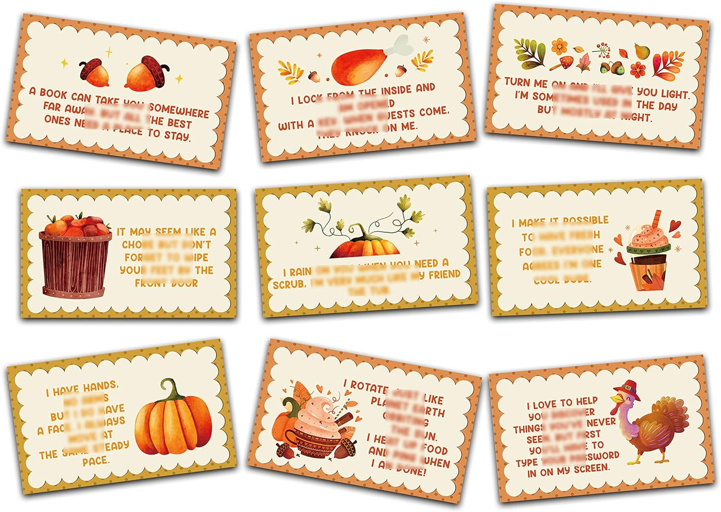 Thanksgiving Treasure Hunt Clues - Fall Scavenger Hunt Clues - Outdoor Indoor Autumn Harvest Riddles - Turkey Party Games for Adults - Thanksgiving's Day Activities & Decorations (14 Pack)-01