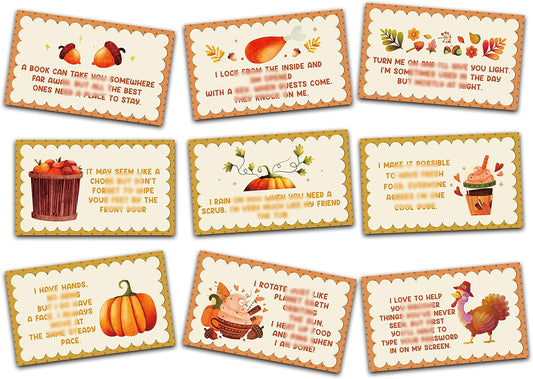 Thanksgiving Treasure Hunt Clues - Fall Scavenger Hunt Clues - Outdoor Indoor Autumn Harvest Riddles - Turkey Party Games for Adults - Thanksgiving's Day Activities & Decorations (14 Pack)-01