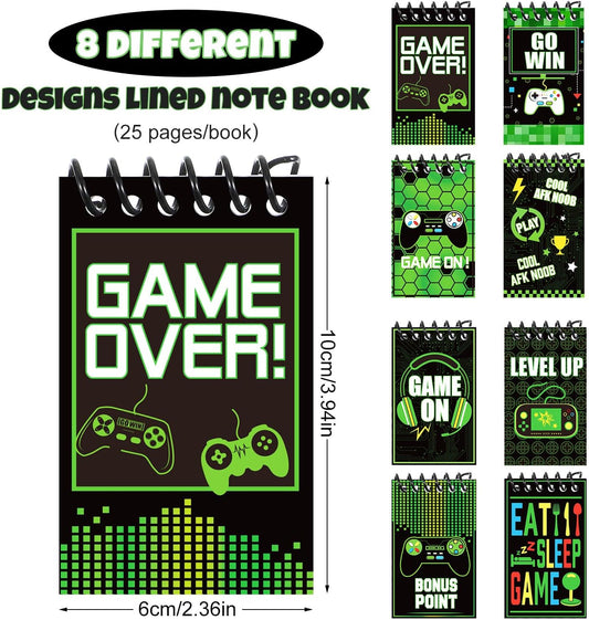 Marspark 24 Pieces Video Game Party Favors Mini Gaming Notepads Gamer Gaming Notepad Bulk Party Favors Supplies Mini Notepads Pack for Classroom Video Boys Girls Game Birthday