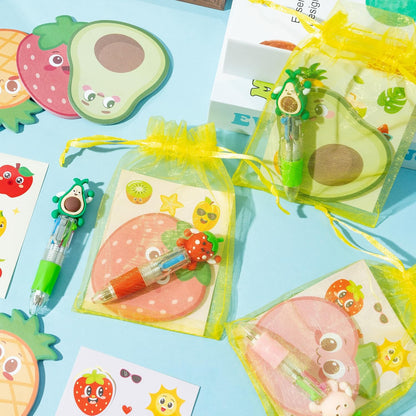 CY2SIDE Dinosaur Stationery Party Gift - 24 Pack Back to School Gifts Set Include 4-in-1 Ballpoint Pens Sticky Notes Stickers & Organza Dino Animal Party Favors Goodie Bag Fillers for Classroom Prizes