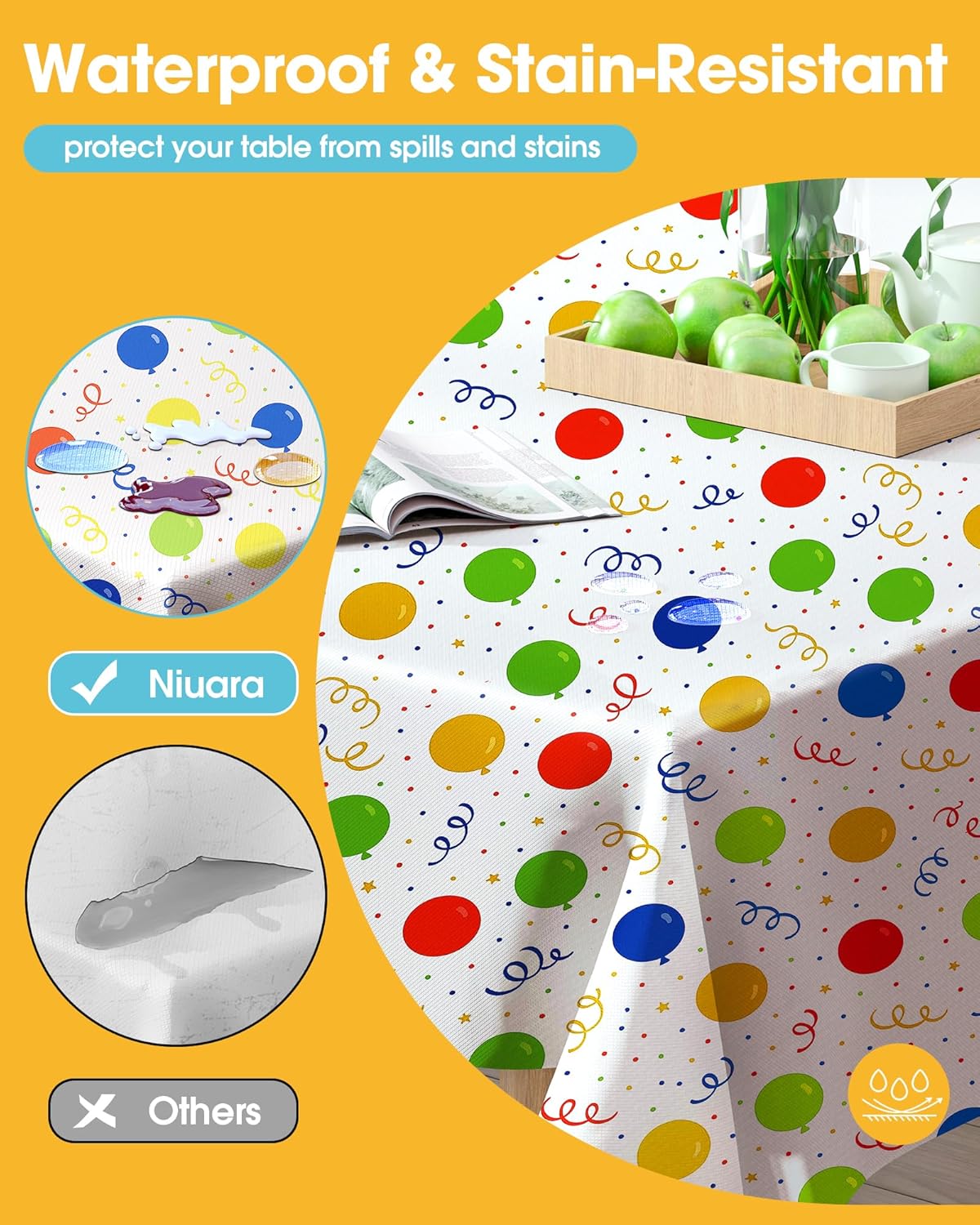 Niuara White Plastic Table Cloth - 4 Pack 54" × 108" Rectangle Disposable Tablecloths for 6FT Tables, Table Cover for Party, Holiday & Gathering Use