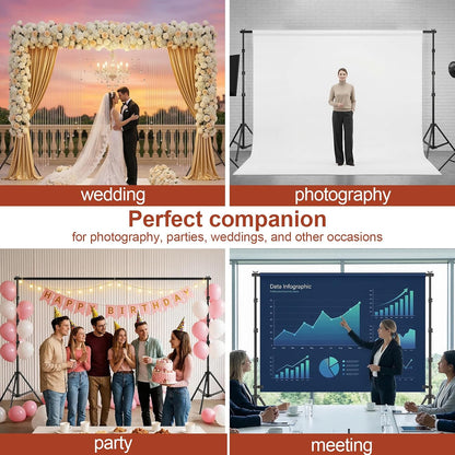 Backdrop Stand 10x7ft(WxH), Photo Studio Adjustable Background Stand Support System Kit with 8 Crossbars, 8 Clamps and Carrying Bag for Parties, Wedding, Photography, Decoration