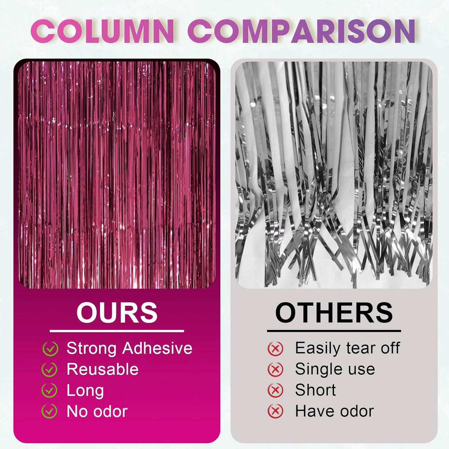 Voircoloria 3 Pack 3.3x8.2 Feet Gold Foil Fringe Backdrop Curtains, Tinsel Streamers, Fringe Backdrop for 2025 New Years Eve, Graduation, Birthday, Baby Shower, Gender Reveal, Disco Party - Colors A