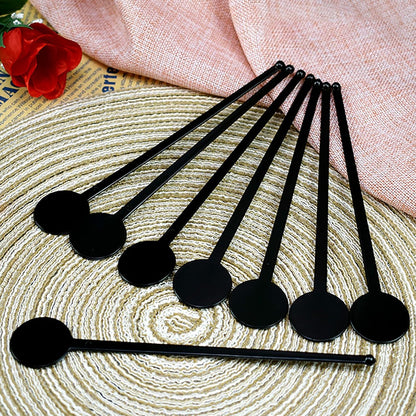 100Pcs Cocktail Swizzle Sticks, 7 Inches Disposible Plastic Disc Top Drink Stirrers Black Drinks Mixing Rod for Coffee Milk Cocktail Whiskey Beverage Bar (Black)