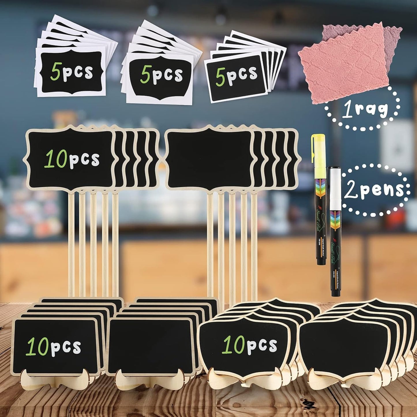 Mini Chalkboard Signs, 20 Pack Framed Small Chalk Board Food Labels with Easel Stand for Party Buffet or Wedding Celebration, Wooden Blackboard as Place Cards for Table Setting or Numbers (30)