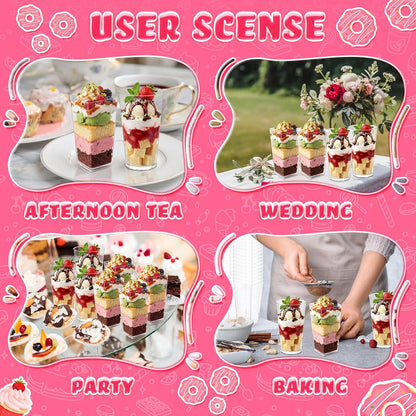 Uiifan 500 Pack 3 oz Mini Dessert Cups Tall Clear Plastic Parfait Cups for Desserts, Appetizers, Mousse Chocolate Dessert(Square Shape)