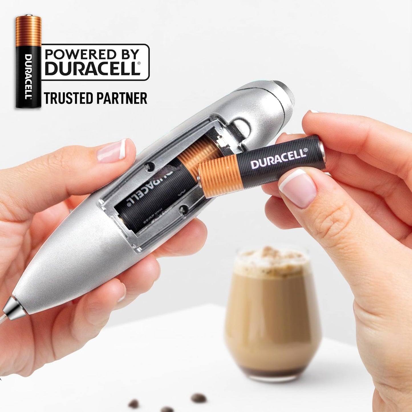 Zulay Kitchen Powerful Milk Frother Wand With Duracell Batteries - Ultra Fast Handheld Drink Mixer - Electric Whisk Foam Maker for Coffee, Lattes, Cappuccino & Matcha - Z1 Motor - Black - Colors A