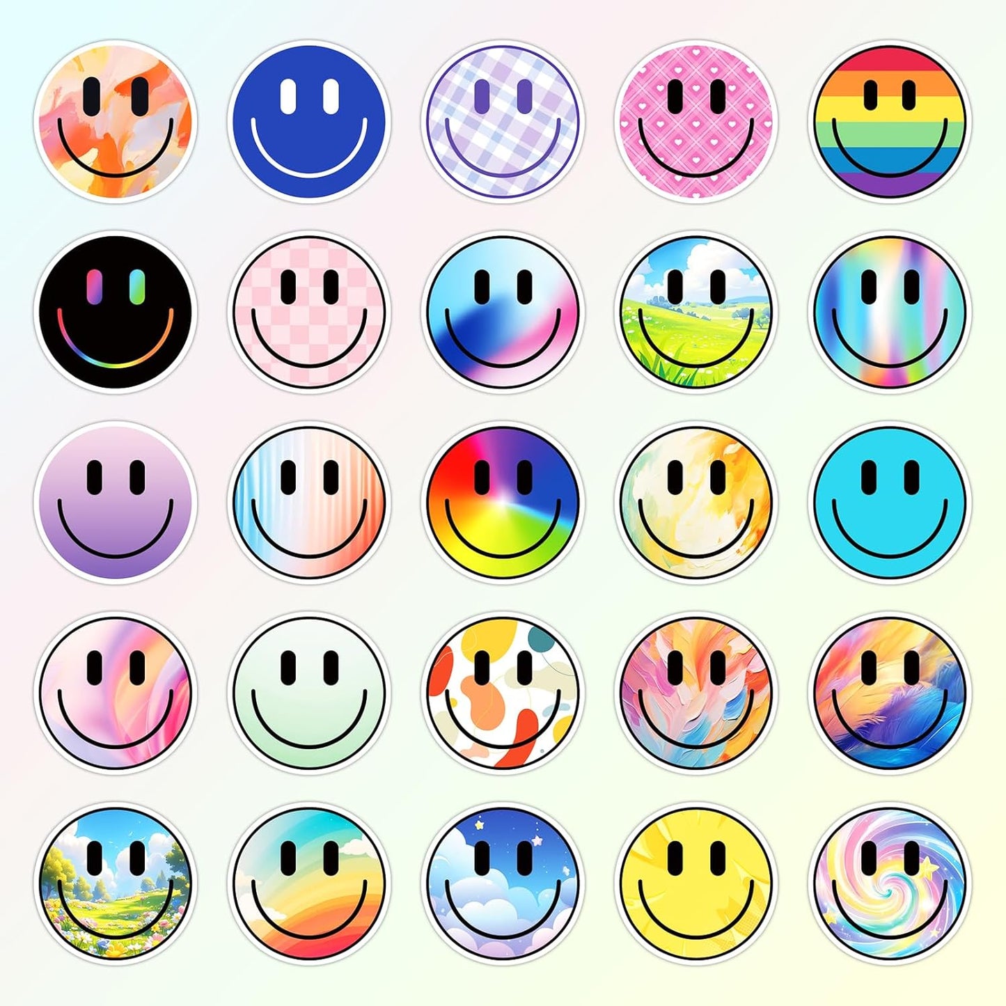 50PCS Smiling Stickers, Cute Water Bottle Stickers for Kids, for Teaching Rewards, Notebooks, Stationery, Luggage, Cartoon PVC Happy Stickers