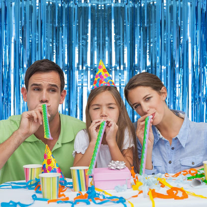 2 Pack 3.2ft x 8.2ft Silver Metallic Tinsel Foil Fringe Curtains, Door Streamer Photo Booth Backdrop for Birthday Graduation Engagement Bridal Shower Bachelorette Baby Shower Party Decorations