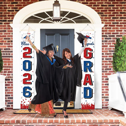 2026 Graduation Decorations, Graduation Banner Class of 2026, Hanging Congratulations/Congrats Grad Banner for Door and Porch, Party Decor - Black